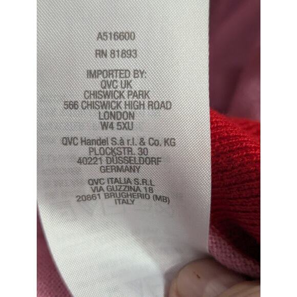 Pink v-neck varsity style cardigan pink w/red trim by Candace Cameron Brue, XL - Picture 4 of 8